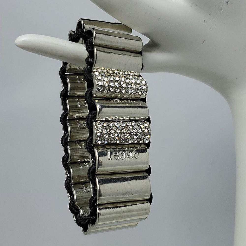 Isaac Mizrahi silver rhinestone stretch bracelet